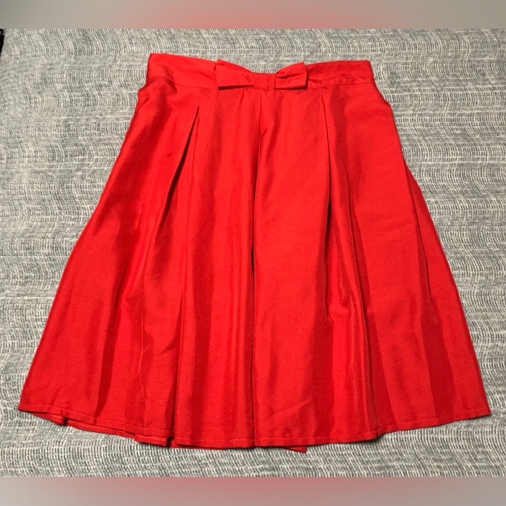 Red MIDI Women’s Lined Skirt - Picture 2 of 14